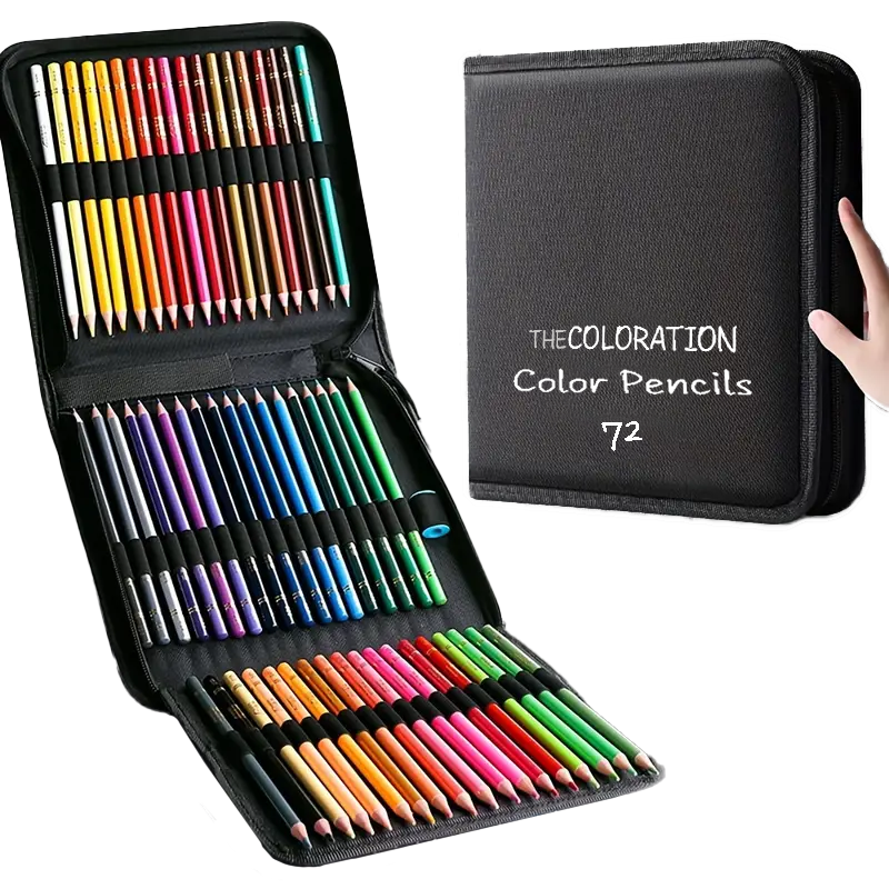 COLORATION Premium 72 Colored Pencil Set (Oil Base) - Includes Travel case