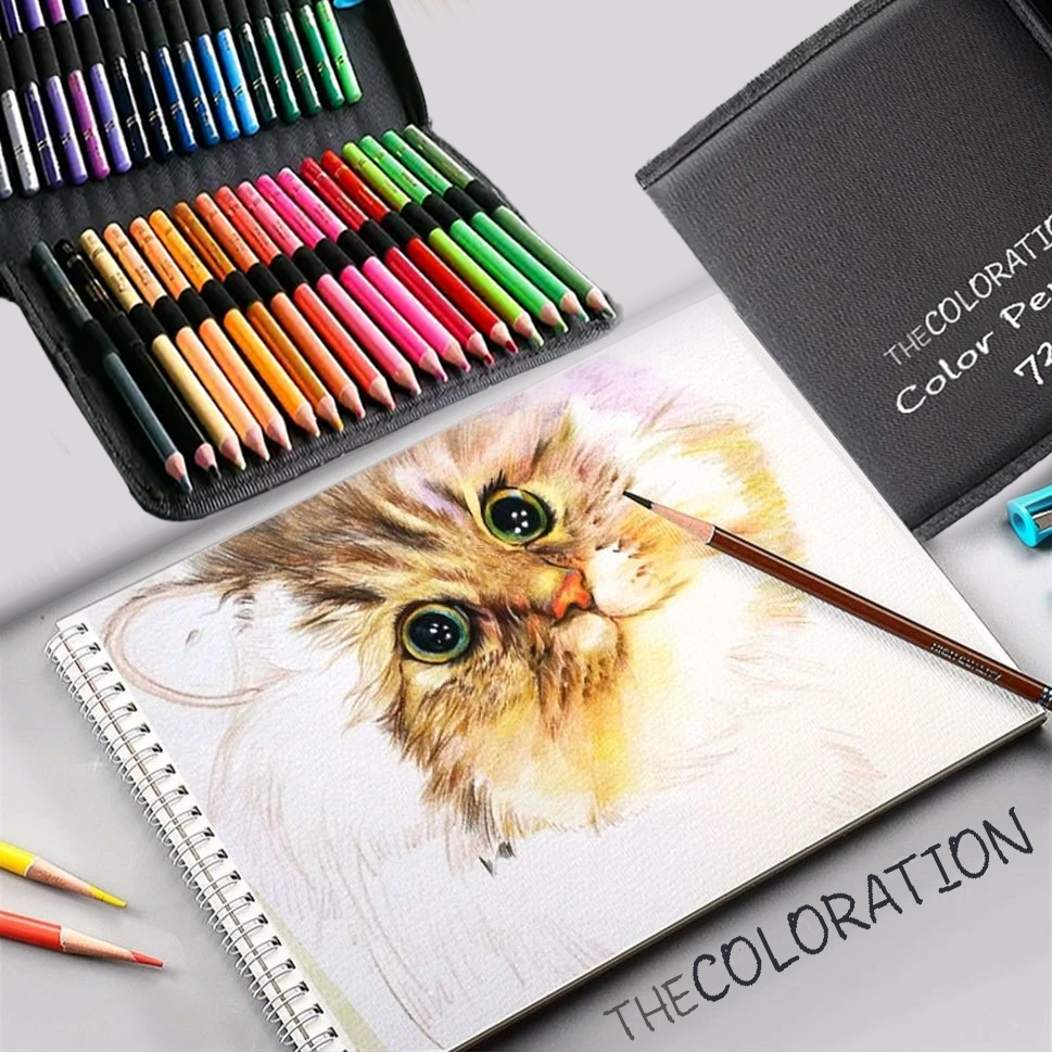 COLORATION Premium 72 Colored Pencil Set (Oil Base) - Includes Travel case