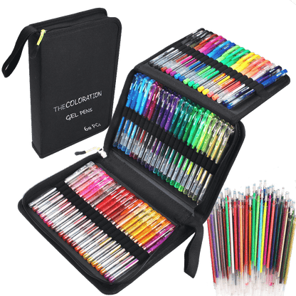 COLORATION 60 Gel Pens, 60 Ink Refills, 1 Travel Case