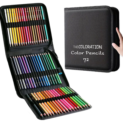 COLORATION Premium 72 Colored Pencil Set (Oil Base) - Includes Travel case